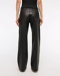 Vegan Leather Low Rise Baggy Pant