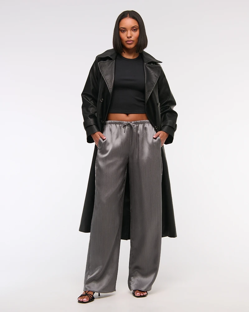 Textured Satin Pull-On Pant
