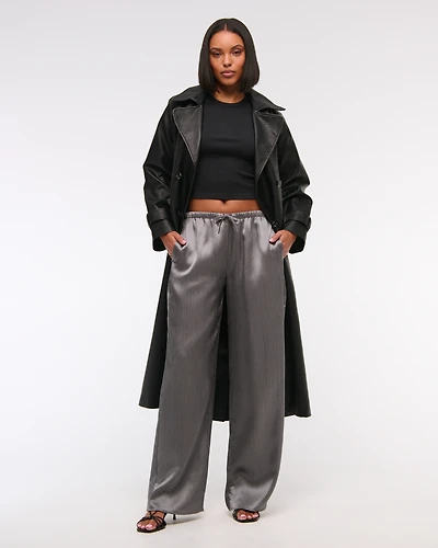 Textured Satin Pull-On Pant