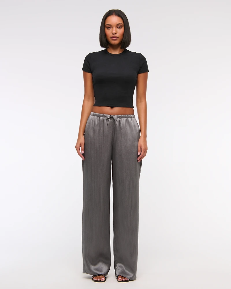 Textured Satin Pull-On Pant