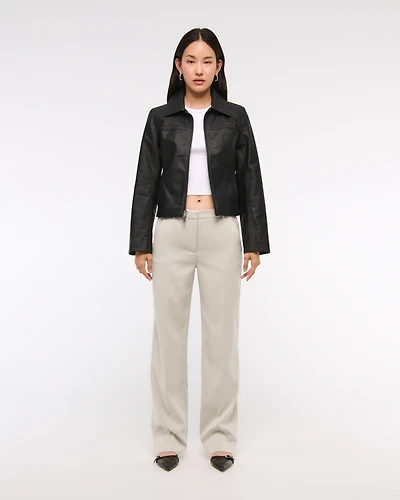 Mid Rise Tailored Straight Pant