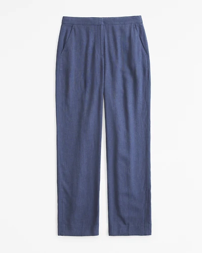 Curve Love Linen-Blend Tailored Straight Pant