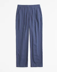 Curve Love Linen-Blend Tailored Straight Pant