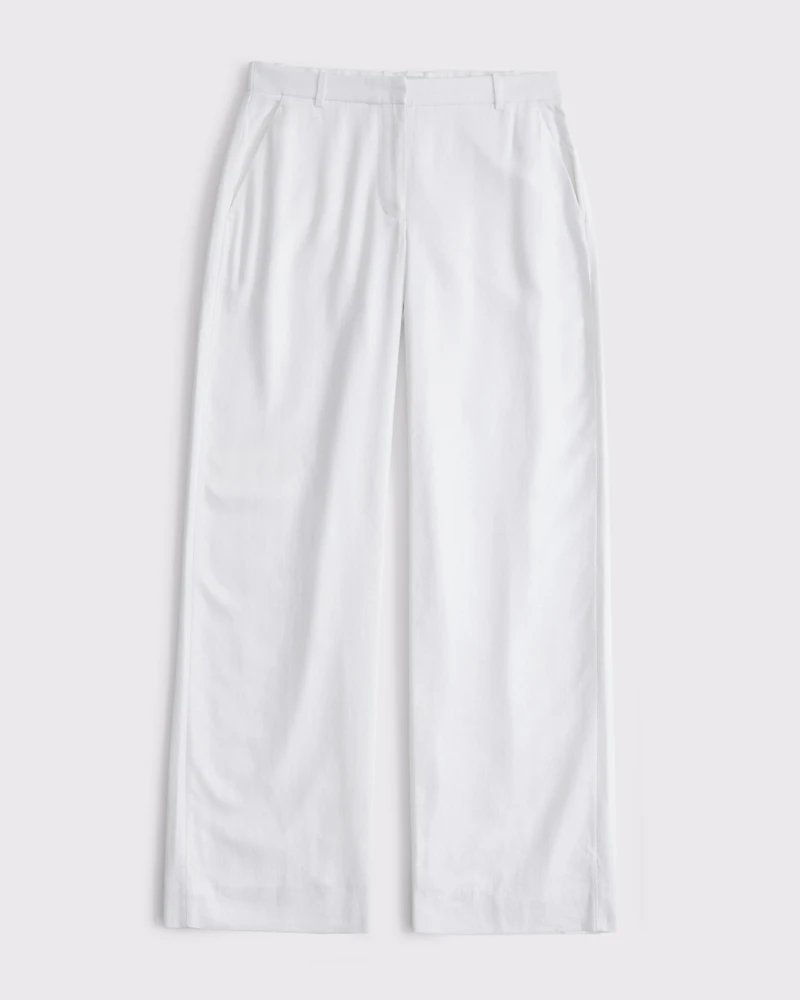 A&F Sloane Low Rise Tailored Linen-Blend Wide Leg Pant