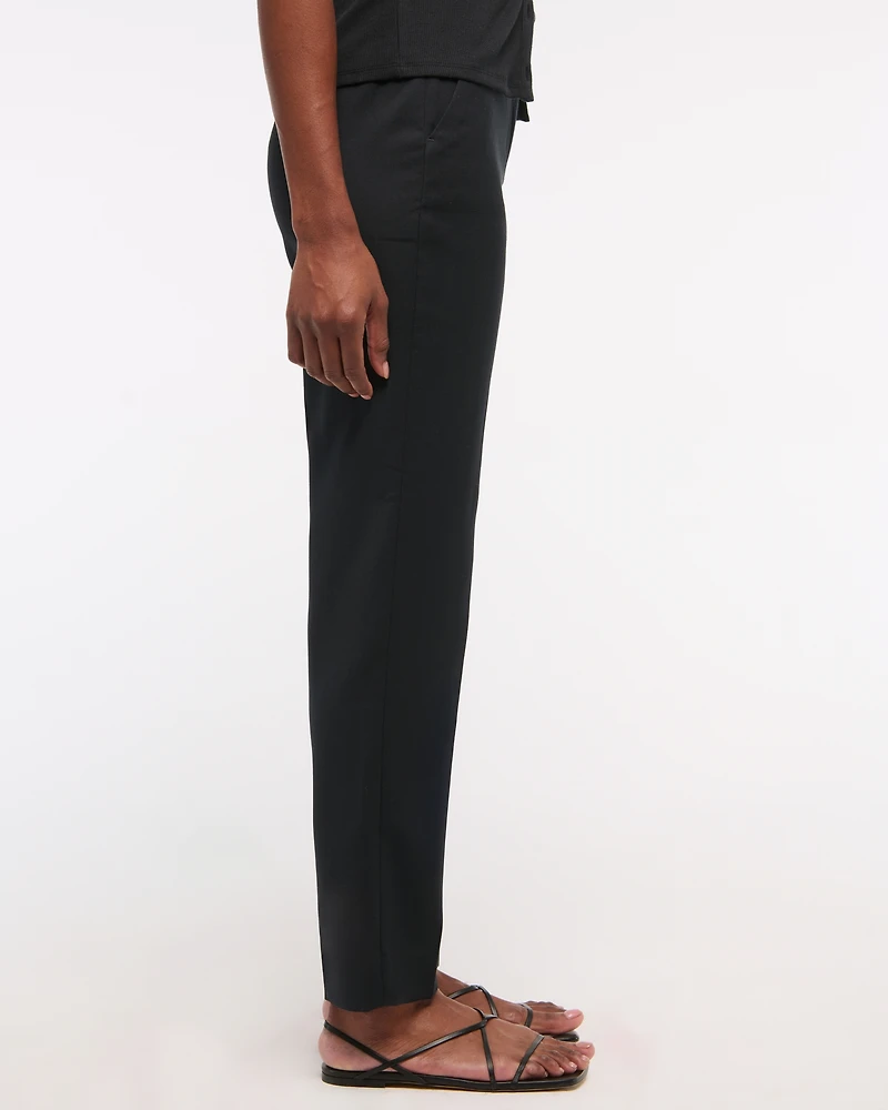 High Rise Belted Ankle Straight Pant