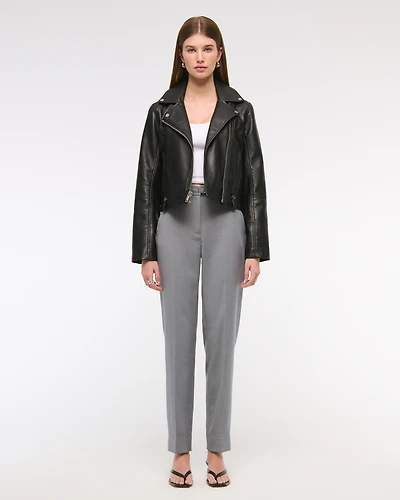 High Rise Belted Ankle Straight Pant