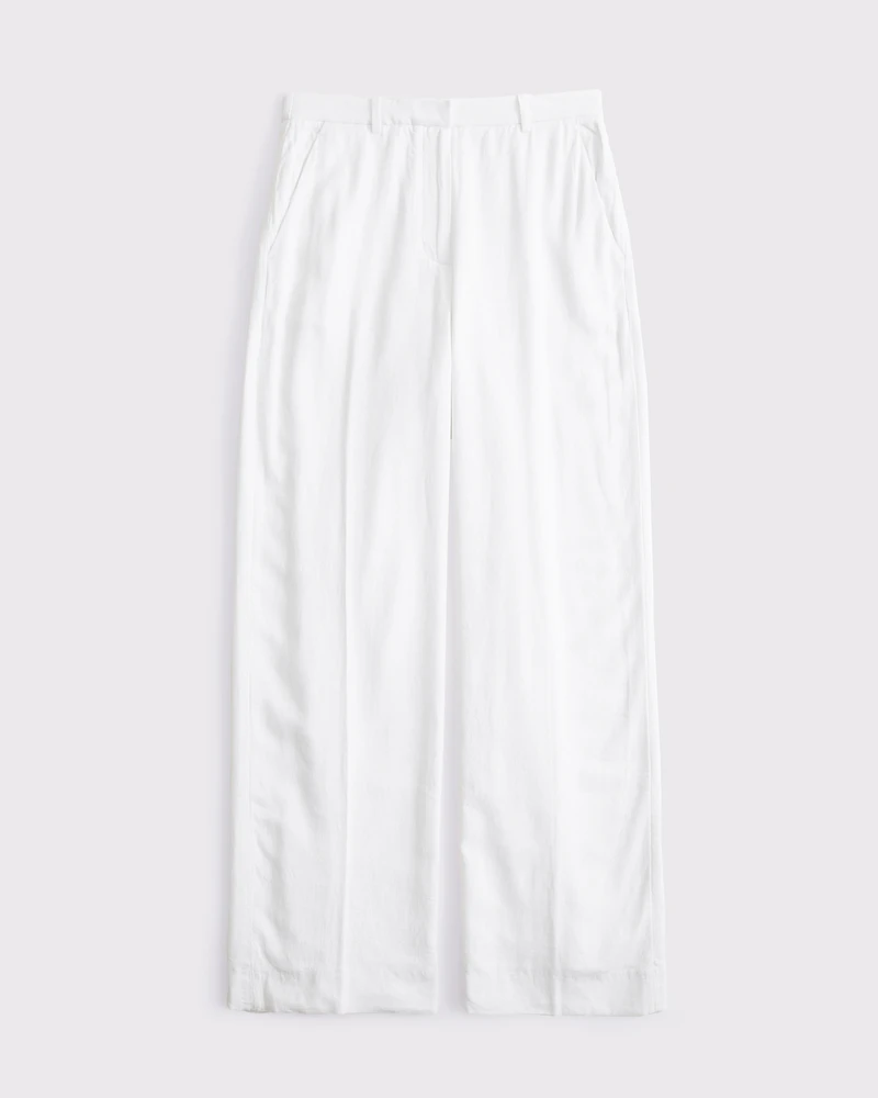 Curve Love Tailored Linen-Blend Wide Leg Pant