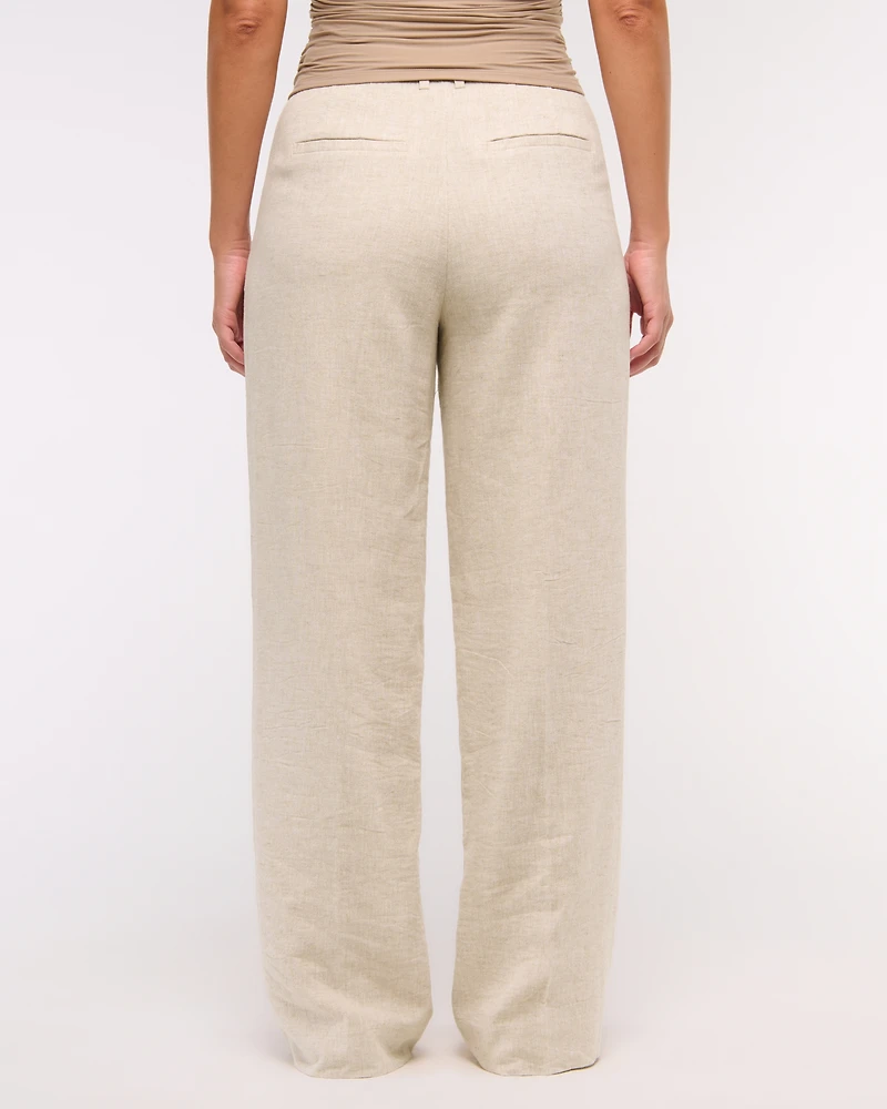 Curve Love Tailored Linen-Blend Wide Leg Pant