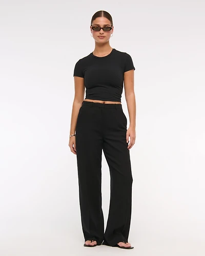Curve Love Tailored Linen-Blend Wide Leg Pant