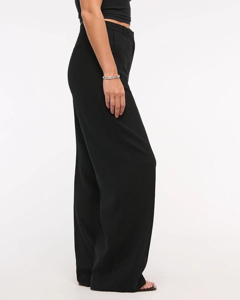 Curve Love Tailored Linen-Blend Wide Leg Pant
