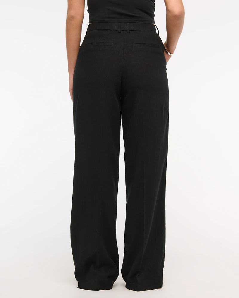 Curve Love Tailored Linen-Blend Wide Leg Pant