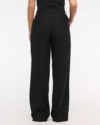 Curve Love Tailored Linen-Blend Wide Leg Pant