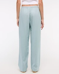 Straight Linen-Blend Pull-On Pant