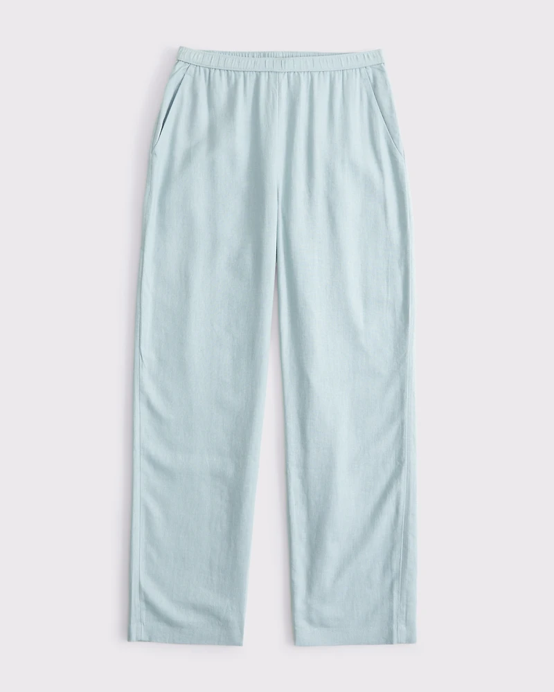 Straight Linen-Blend Pull-On Pant