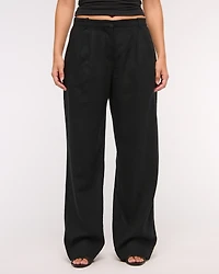 Curve Love A&F Sloane Low Rise Tailored Linen-Blend Pant