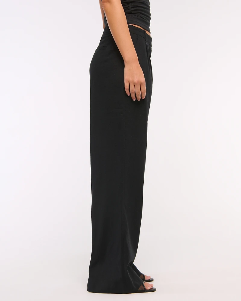 Curve Love A&F Sloane Low Rise Tailored Linen-Blend Pant