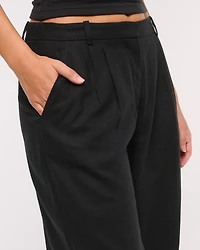 Curve Love A&F Sloane Low Rise Tailored Linen-Blend Pant