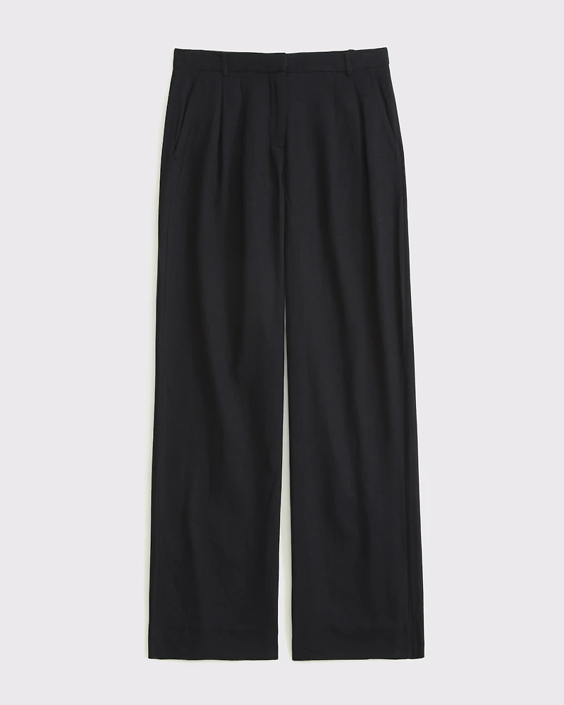 Curve Love A&F Sloane Low Rise Tailored Linen-Blend Pant