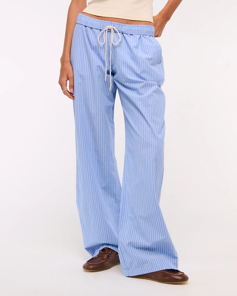 Poplin Wide Leg Pull-On Pant