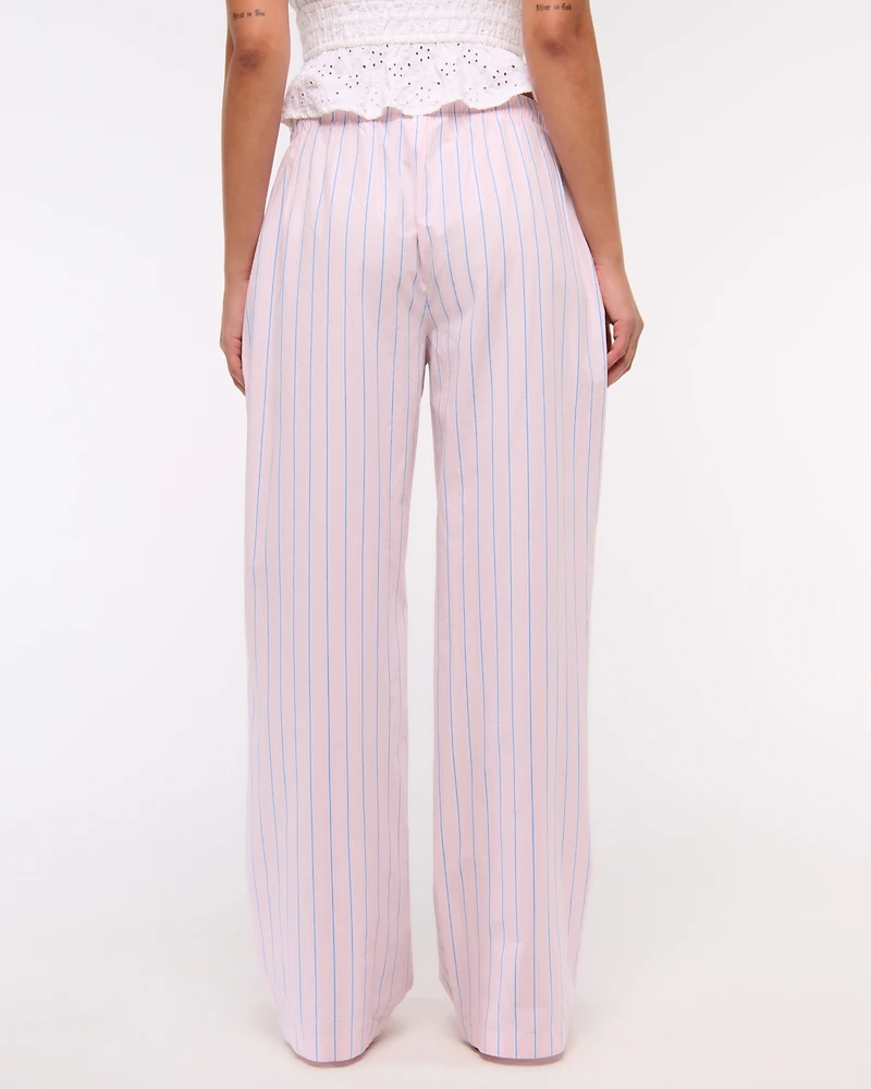 Poplin Wide Leg Pull-On Pant