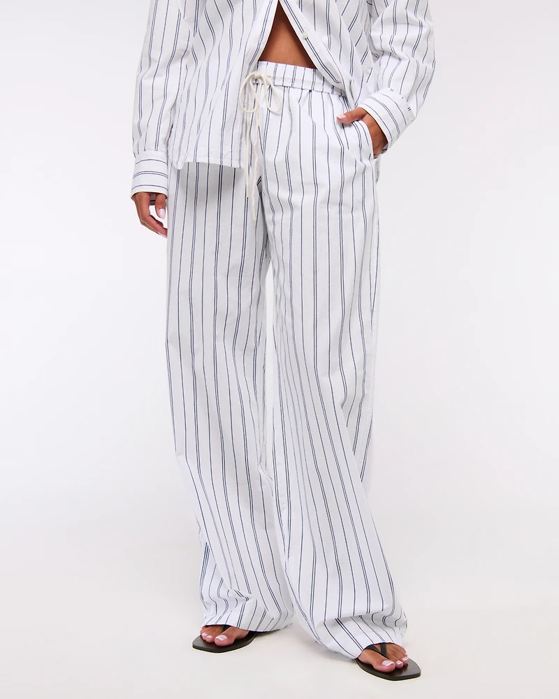 Poplin Wide Leg Pull-On Pant