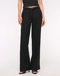 Premium Linen Belted Wide Leg Pant