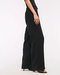 Premium Linen Belted Wide Leg Pant