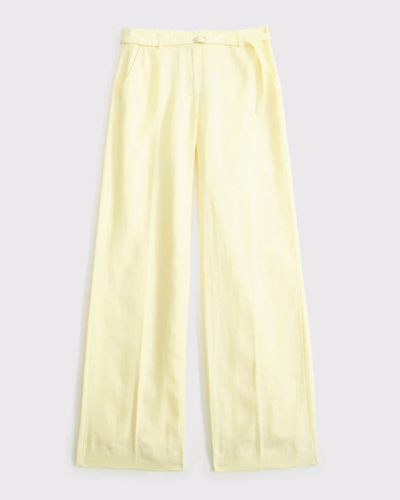 Pantalón ancho con cinturón de lino primera calidad
