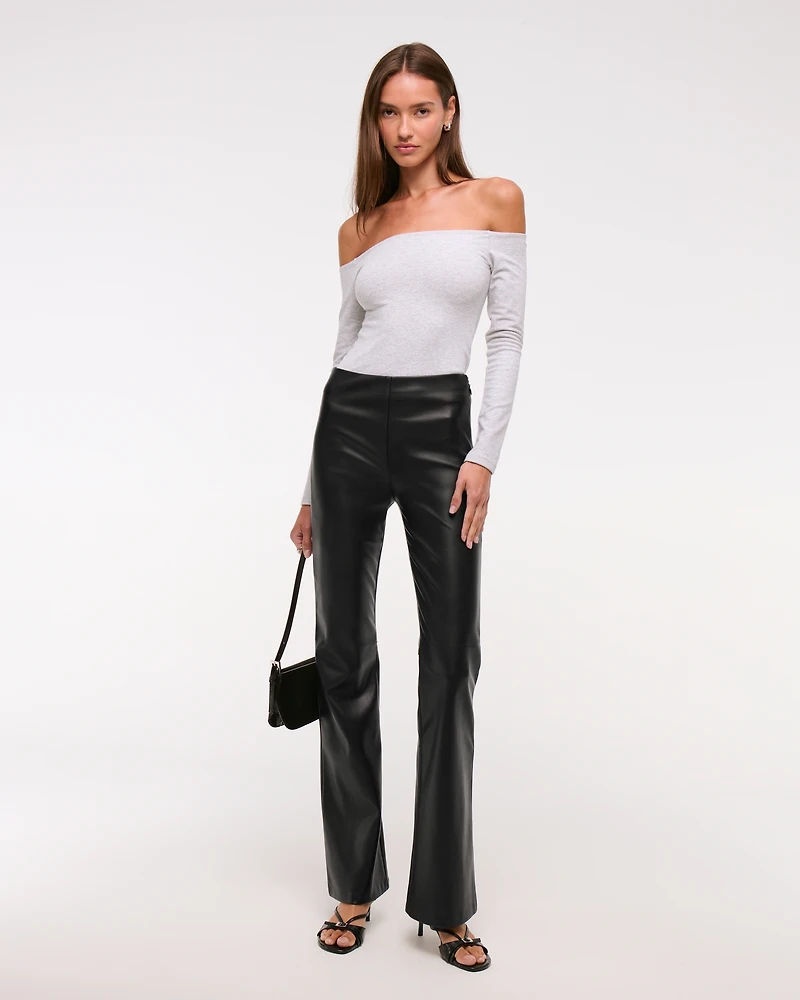 High Rise Slim Boot Vegan Suede Pant
