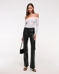 High Rise Slim Boot Vegan Suede Pant