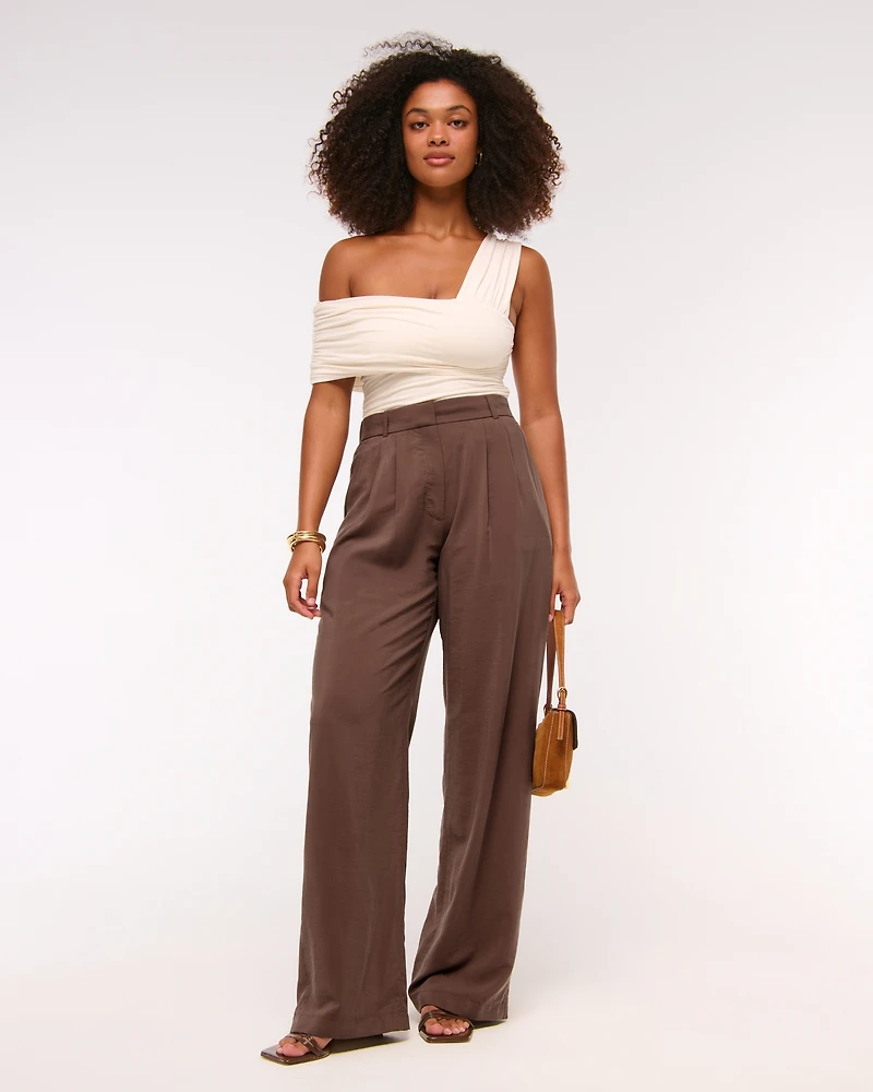 Curve Love A&F Sloane Crepe Tailored Wide Leg Pant