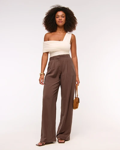 Curve Love A&F Sloane Crepe Tailored Wide Leg Pant