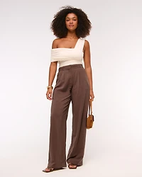 Curve Love A&F Sloane Crepe Tailored Wide Leg Pant