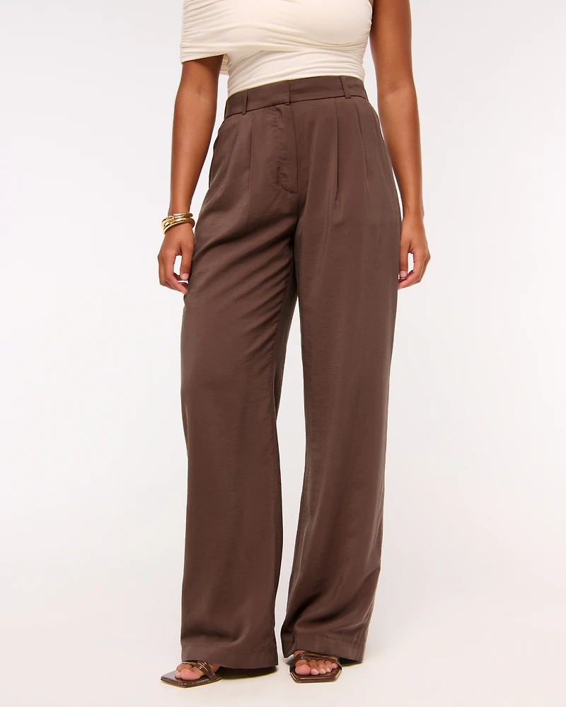 Curve Love A&F Sloane Crepe Tailored Wide Leg Pant