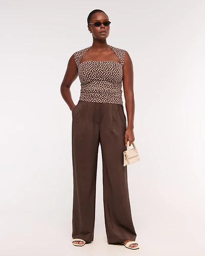 A&F Sloane Crepe Tailored Wide Leg Pant