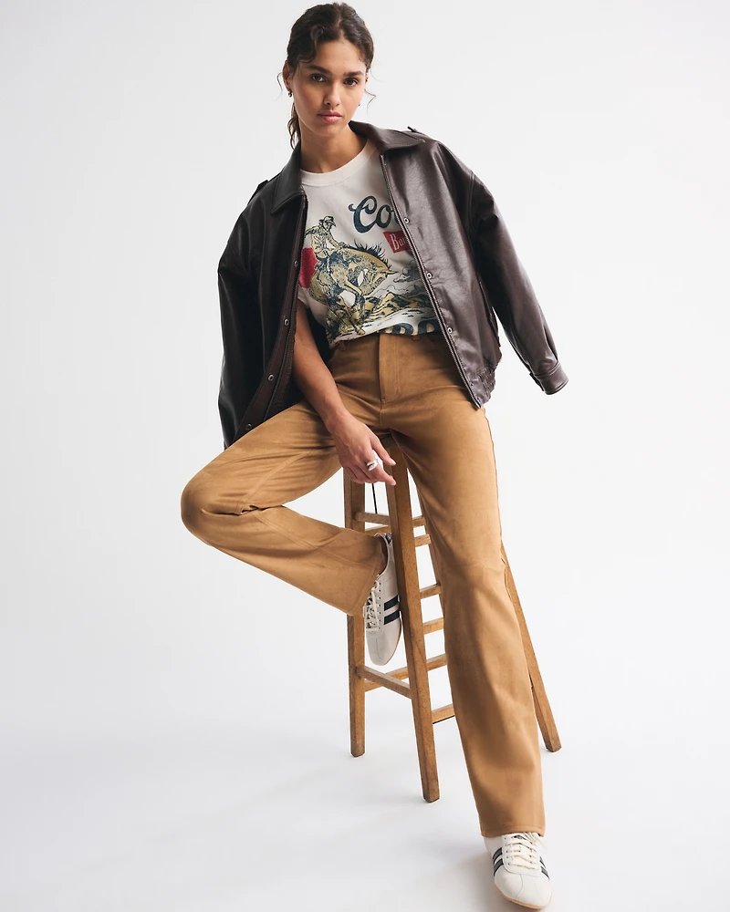 High Rise 90s Relaxed Vegan Suede Pant