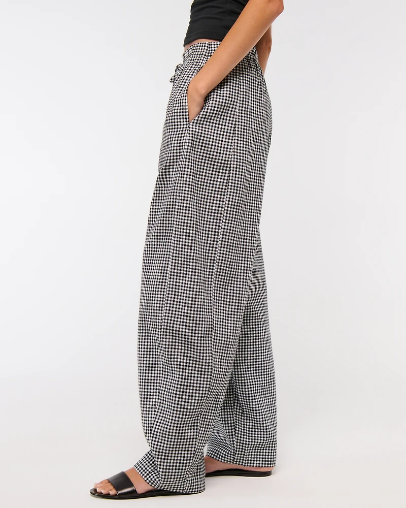 Linen-Blend Barrel Pull-On Pant
