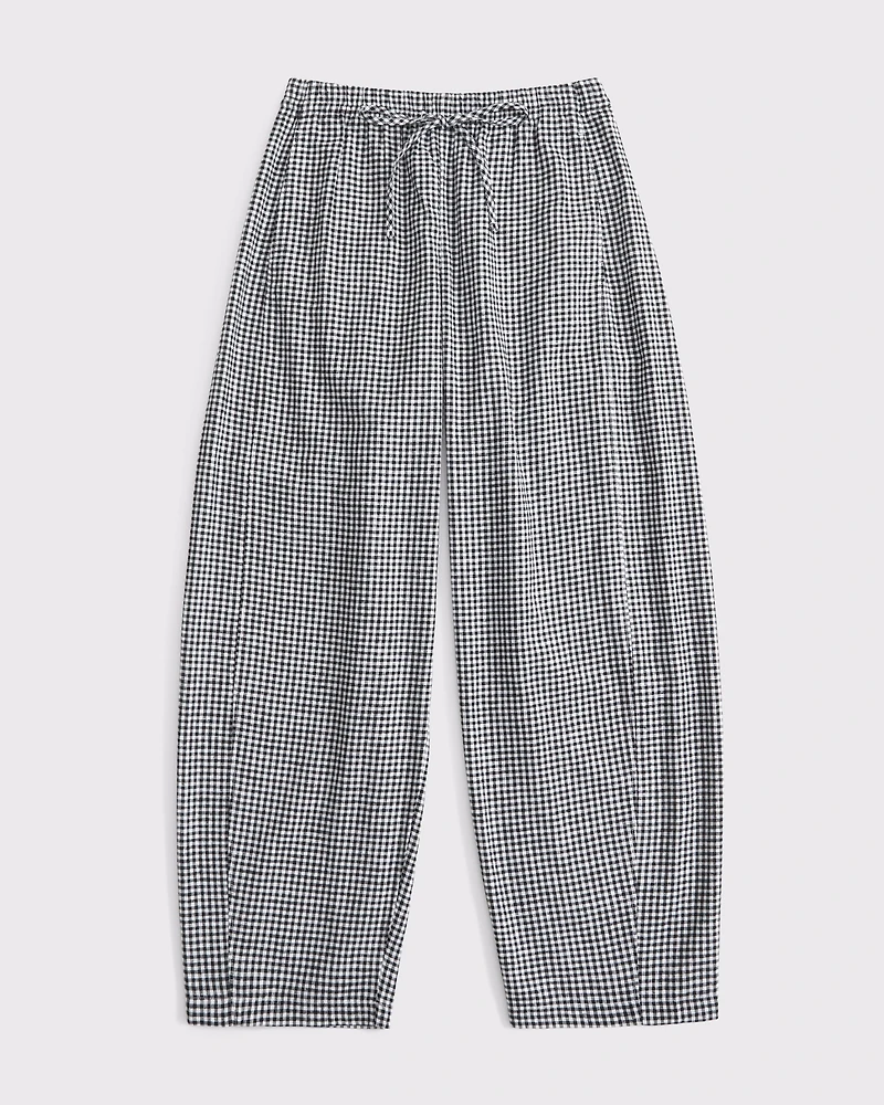 Linen-Blend Barrel Pull-On Pant