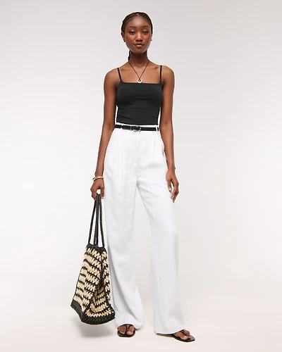 A&F Sloane Linen-Blend Wide Leg Pant