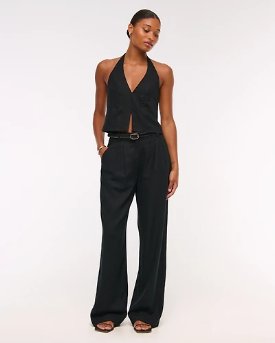 Curve Love A&F Sloane Linen-Blend Wide Leg Pant