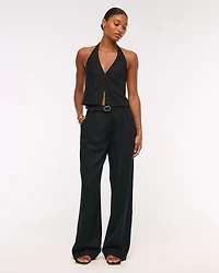 Curve Love A&F Sloane Linen-Blend Wide Leg Pant