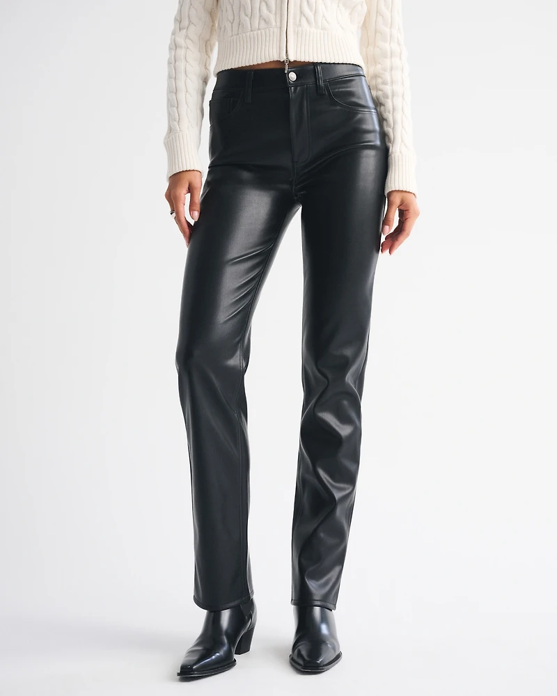 High Rise 90s Straight Vegan Leather Pant