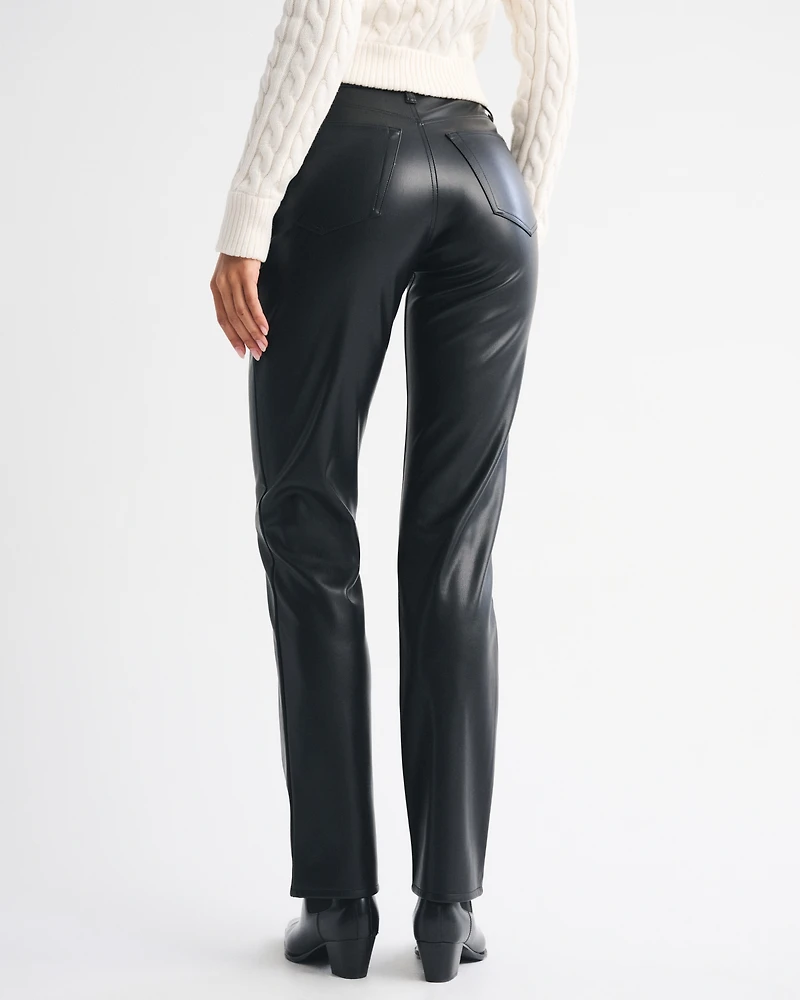 High Rise 90s Straight Vegan Leather Pant