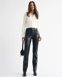 High Rise 90s Straight Vegan Leather Pant
