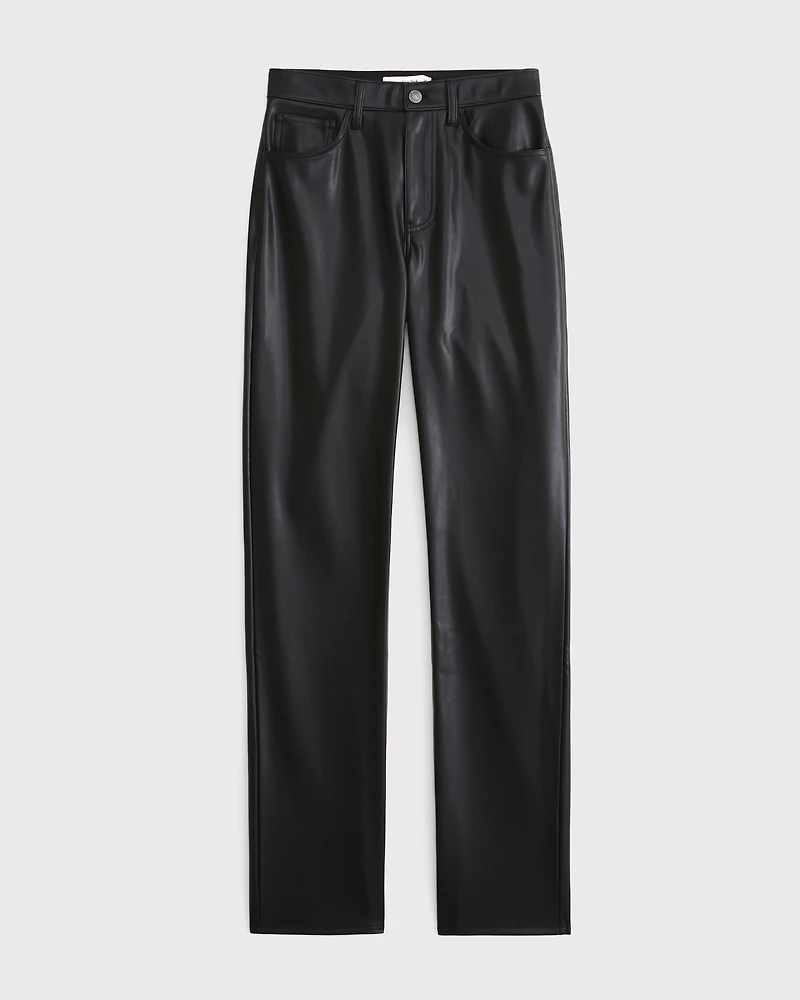 High Rise 90s Straight Vegan Leather Pant