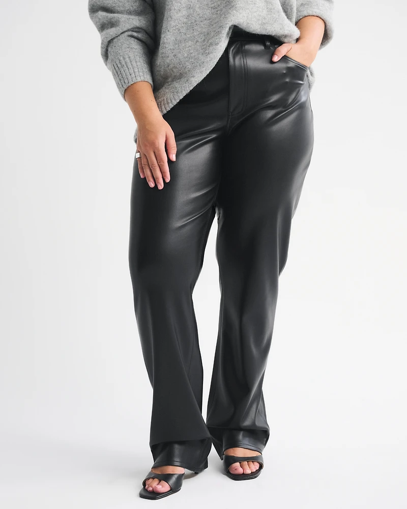 Curve Love High Rise 90s Straight Vegan Leather Pant