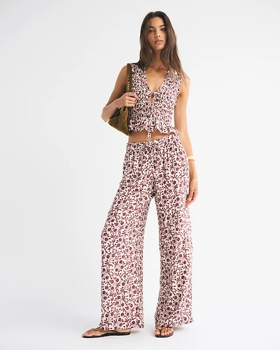 Crinkle Textured Pull-On Pant