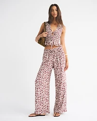 Crinkle Textured Pull-On Pant