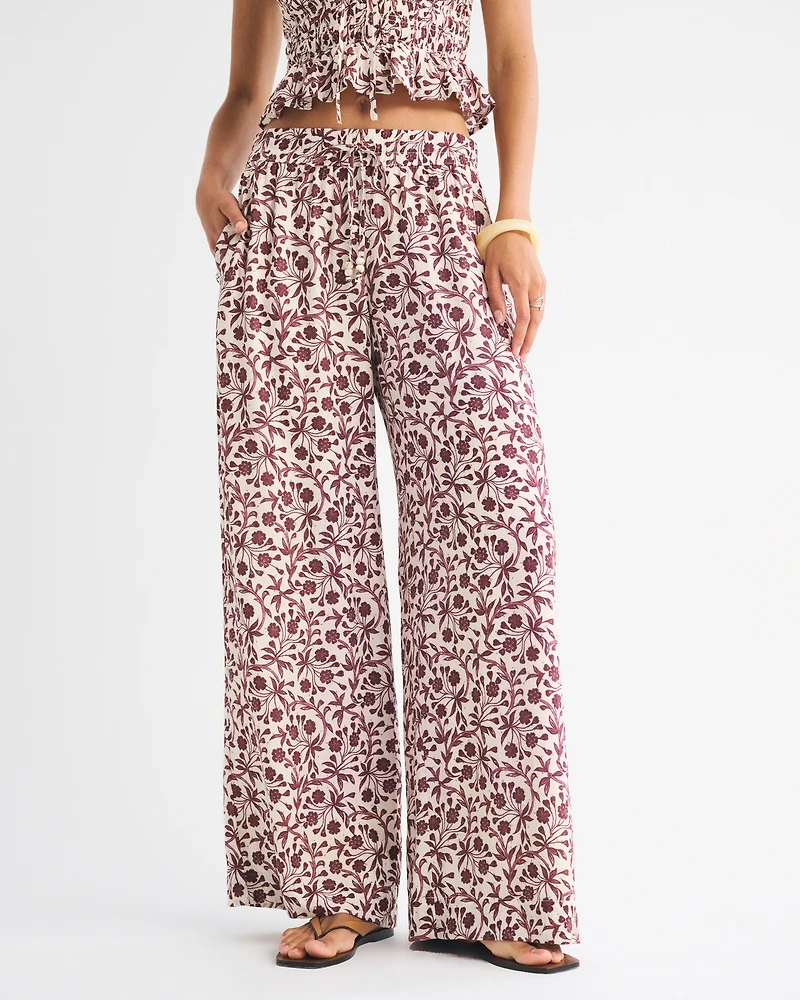 Crinkle Textured Pull-On Pant