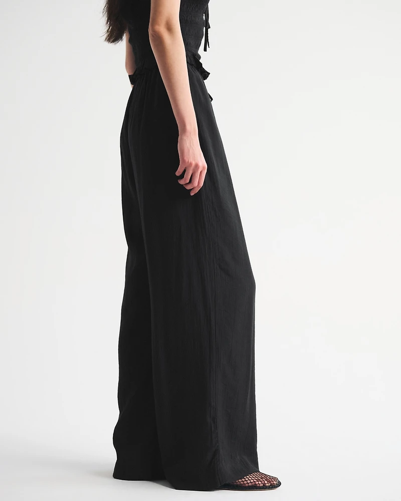 Crinkle Textured Pull-On Pant